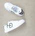 HEED NYC Women's Classic White with Black Heel Vegan Leather Sneaker